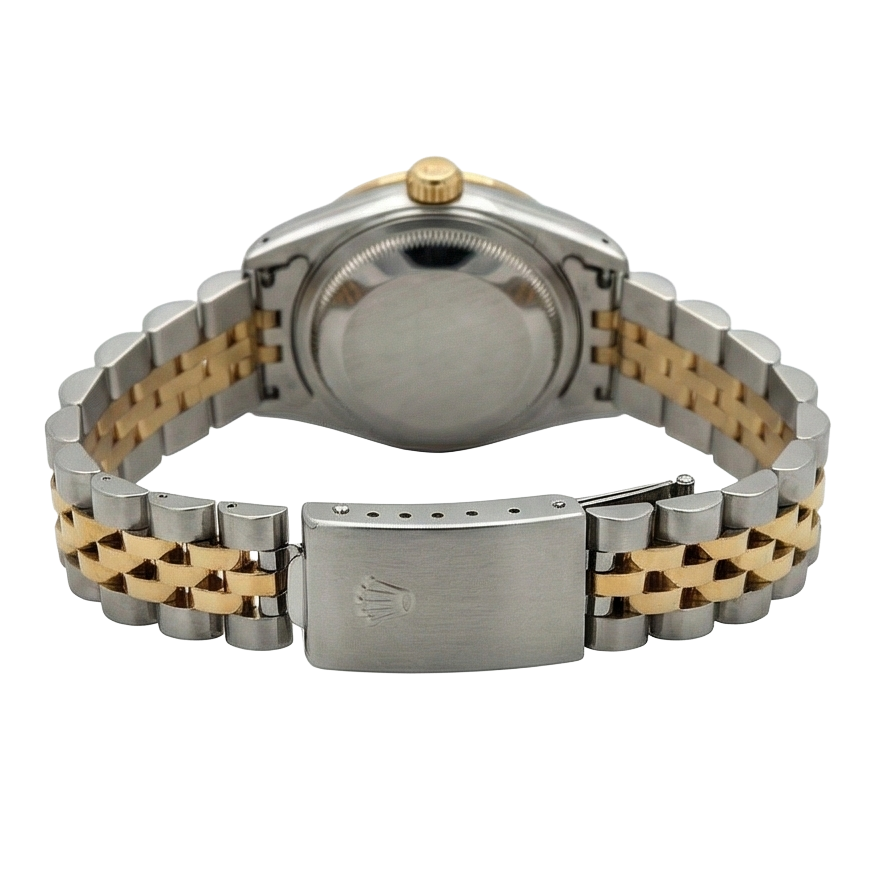 Cadran blanc lunette jubilé acier inoxydable & or Rolex Datejust dame montre