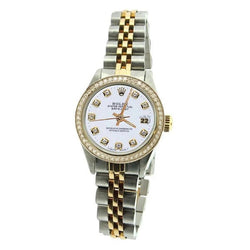 Cadran blanc lunette jubilé acier inoxydable & or Rolex Datejust dame montre
