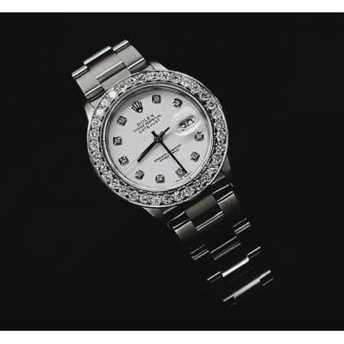 Cadran blanc personnalisé diamant grande lunette Rolex Datejust montre en acier inoxydable