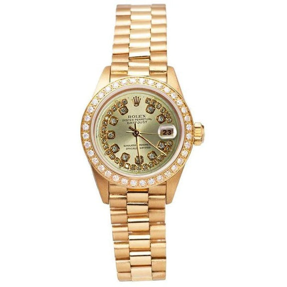 Cadran de diamant à corde de champagne Montre Rolex