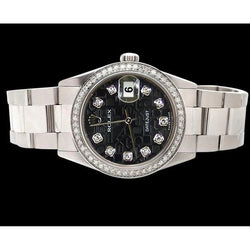 Cadran diamant Lunette Montre Rolex acier inoxydable huître Bracelet Datejust réglage rapide