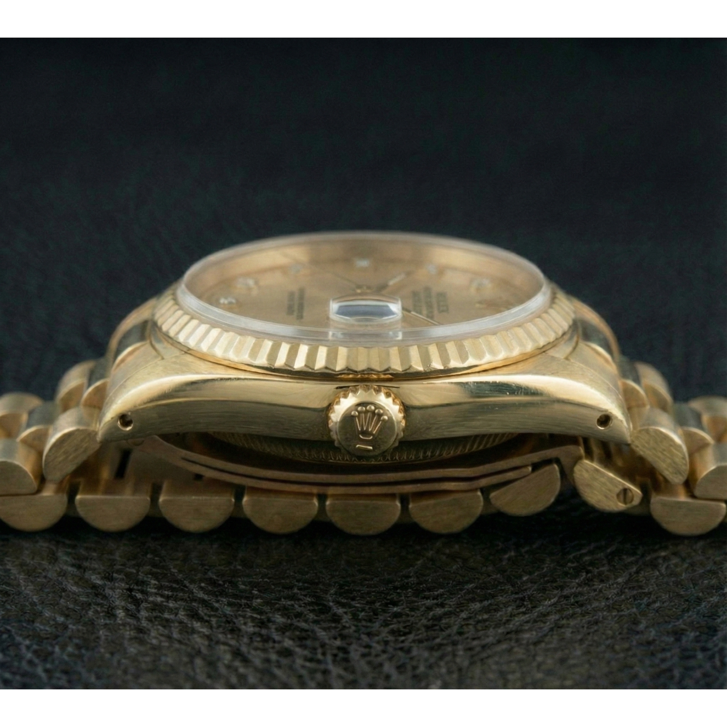 Cadran diamanté Montre présidentielle Rolex en or Cadran brossé champagne