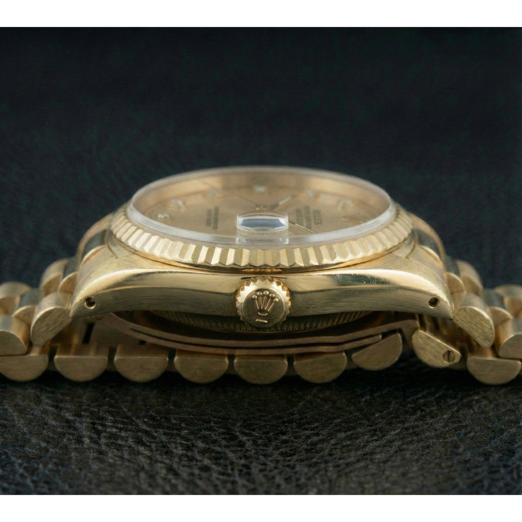 Cadran diamanté Montre présidentielle Rolex en or Cadran brossé champagne