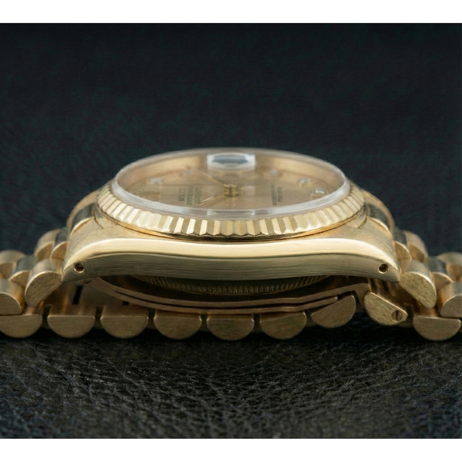 Cadran diamanté Montre présidentielle Rolex en or Cadran brossé champagne