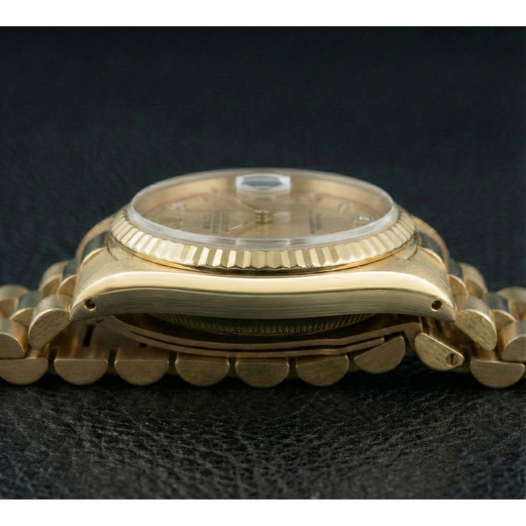 Cadran diamanté Montre présidentielle Rolex en or Cadran brossé champagne