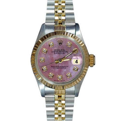 Cadran diamant bordeaux acier inoxydable & or jubilé Datejust dame montre Rolex