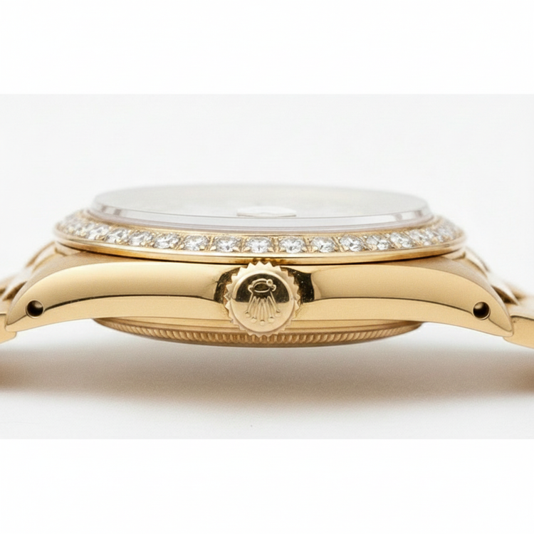 Cadran diamant double rangée Rolex still président Lunette Or Datejust