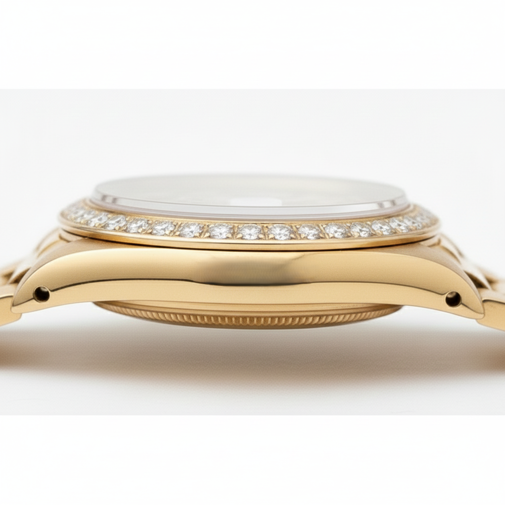 Cadran diamant double rangée Rolex still président Lunette Or Datejust