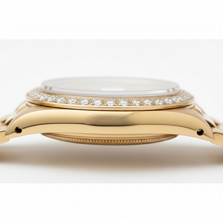 Cadran diamant double rangée Rolex still président Lunette Or Datejust