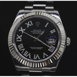 Cadran diamant noir Rolex Datejust Ii montre pour homme lunette cannelée acier inoxydable or