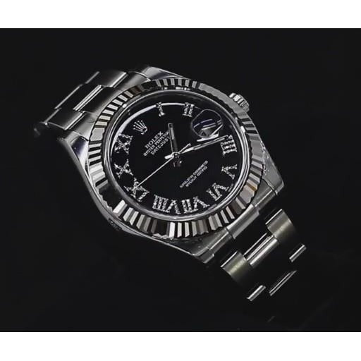 Cadran diamant noir Rolex Datejust Ii montre pour homme lunette cannelée acier inoxydable or6