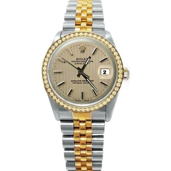 Cadran en bâton de tapisserie Rolex Date Just Watch Bracelet bicolore RÉGLAGE RAPIDE