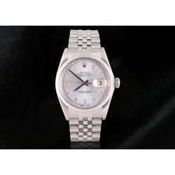Cadran en diamant argenté Rolex Datejust Montre pour homme acier inoxydable Bracelet jubilé