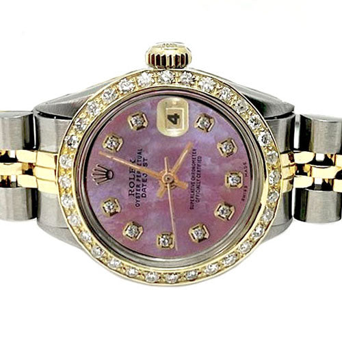 Cadran en diamant rose et bracelet jubilé en or pour dame Rolex
