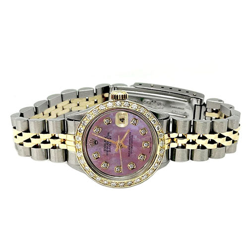 Cadran en diamant rose et bracelet jubilé en or pour dame Rolex