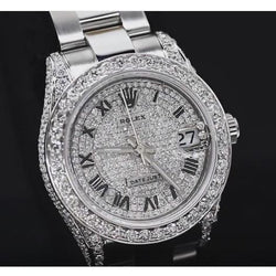 Cadran et lunette en diamant personnalisés Montre Rolex Datejust Bracelet pour femme acier inoxydable