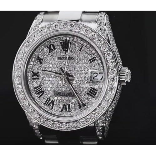 Cadran et lunette en diamant personnalisés Montre Rolex Datejust Bracelet pour femme acier inoxydable2