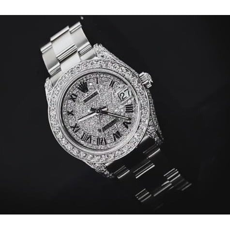 Cadran et lunette en diamant personnalisés Montre Rolex Datejust Bracelet pour femme acier inoxydable3