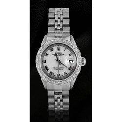 Cadran romain blanc lunette en diamant Rolex Datejust Montre acier inoxydable Jubilé Bracelet