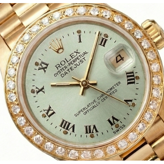 Cadran romain blanc lunette en diamant Rolex Dj montre style président Yg