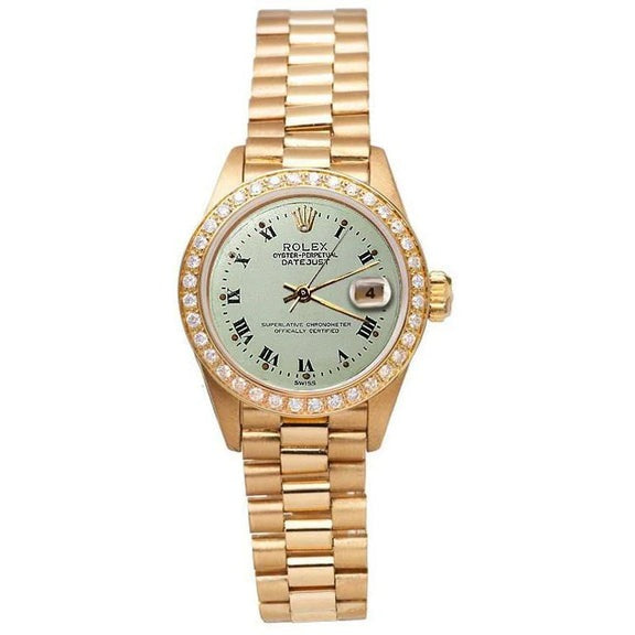 Cadran romain blanc lunette en diamant Rolex 