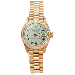 Cadran romain blanc lunette en diamant Rolex Dj montre style président Yg