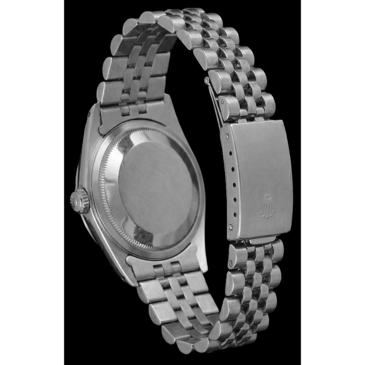 Cadran romain bleu lunette cannelée dames date juste montre rolex acier inoxydable