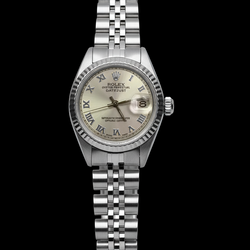 Cadran romain gris Rolex Datejust Femme Lunette jubilé acier inoxydable
