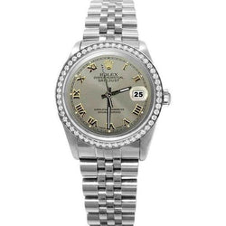 Cadran romain gris Rolex Datejust acier inoxydable Jubilé Bracelet montre ensemble rapide