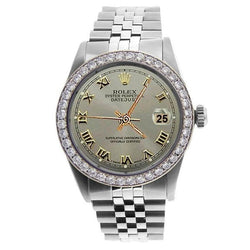 Cadran romain gris acier inoxydable jubilé Rolex Bracelet hommes montre diamant lunette réglage rapide