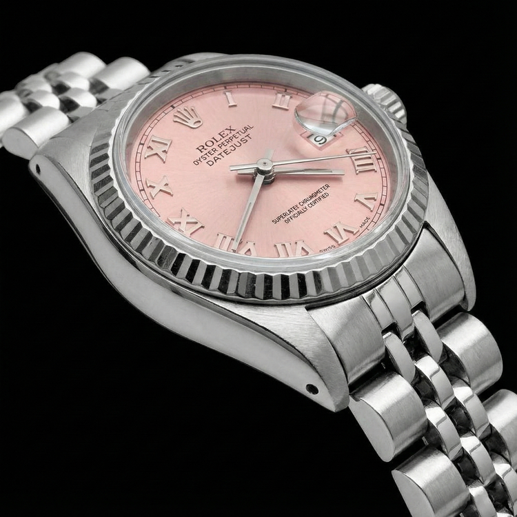 Cadran romain roze Montre Rolex Datejust acier inoxydable Bracelet jubilé