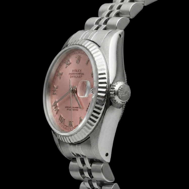 Cadran romain roze Montre Rolex Datejust acier inoxydable Bracelet jubilé