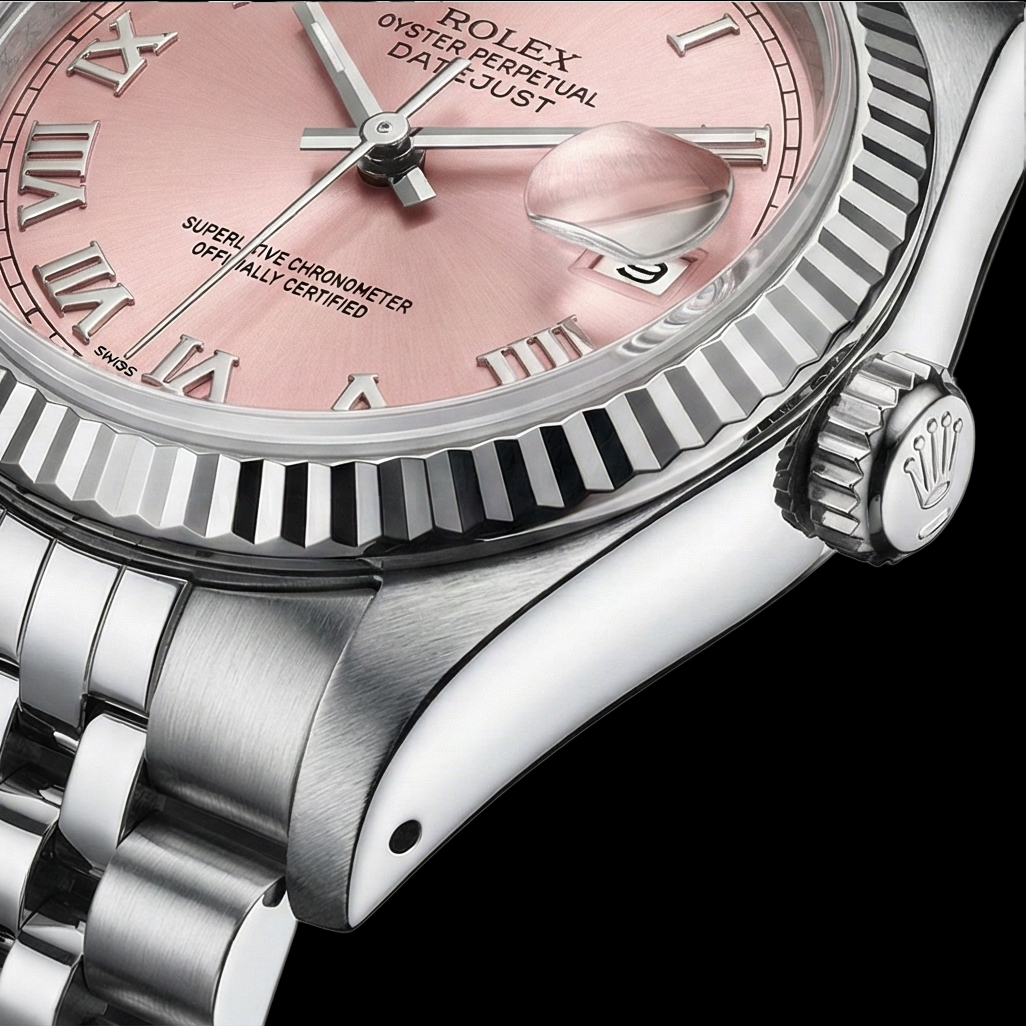 Cadran romain roze Montre Rolex Datejust acier inoxydable Bracelet jubilé