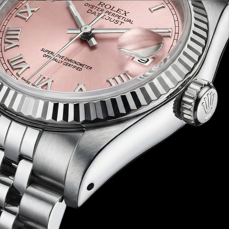 Cadran romain roze Montre Rolex Datejust acier inoxydable Bracelet jubilé