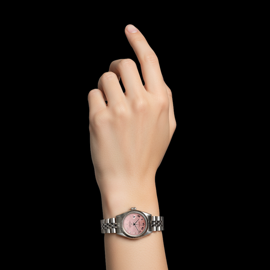 Cadran romain roze Montre Rolex Datejust acier inoxydable Bracelet jubilé P2