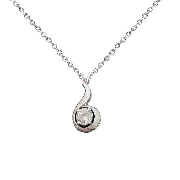 Carats Collier Pendentif Réel Diamant Taille Brillant Avec Chaîne En Or 14K