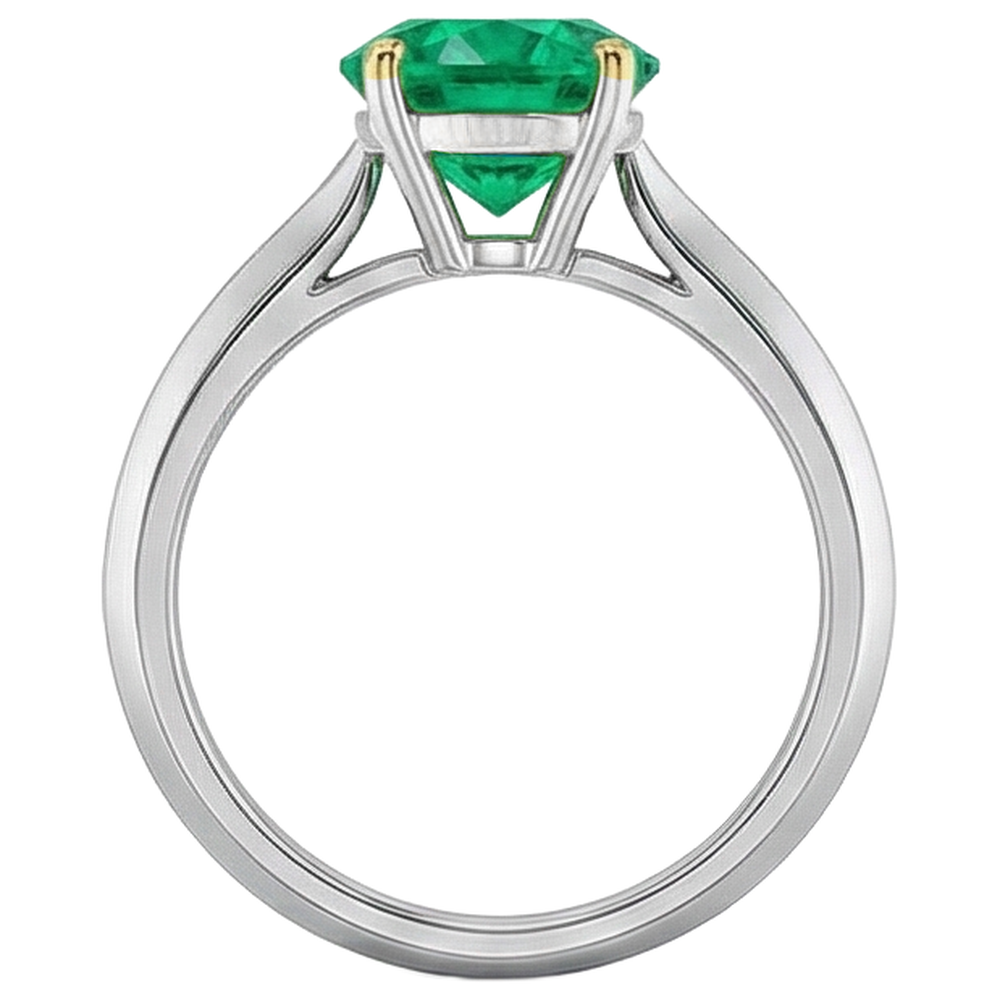 Bague avec Gemme Or Bicolore 14 Carats avec Émeraude – vue de dessus
