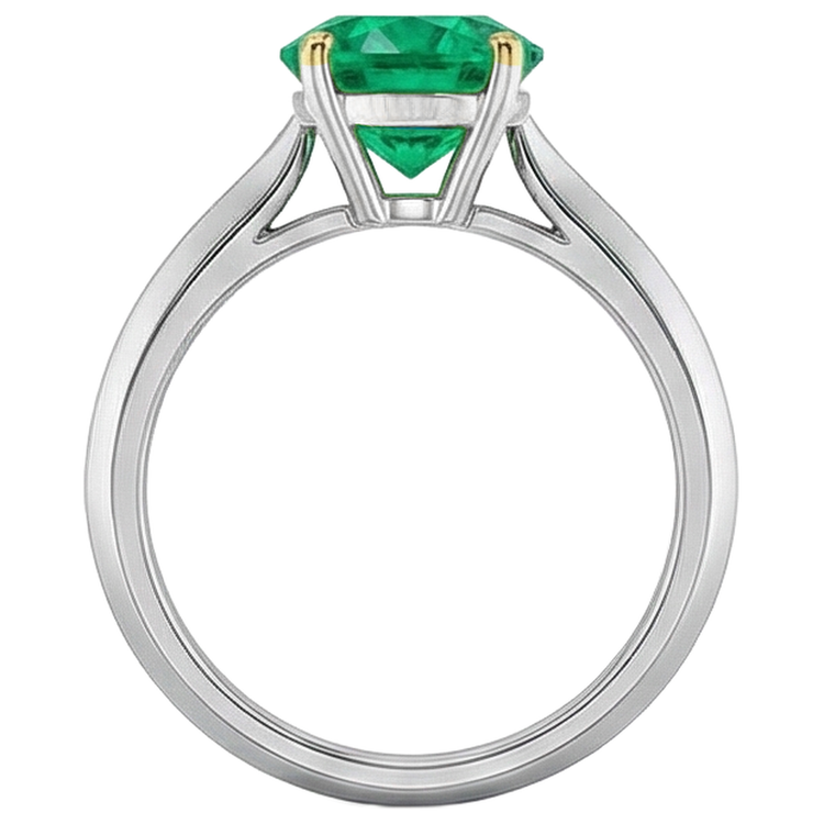 Bague avec Gemme Or Bicolore 14 Carats avec Émeraude – vue de dessus