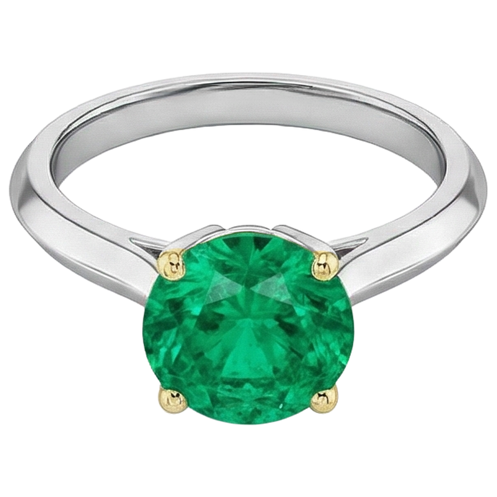 Rayonnant Émeraude Bague avec Gemme 3 carats – vue de côté