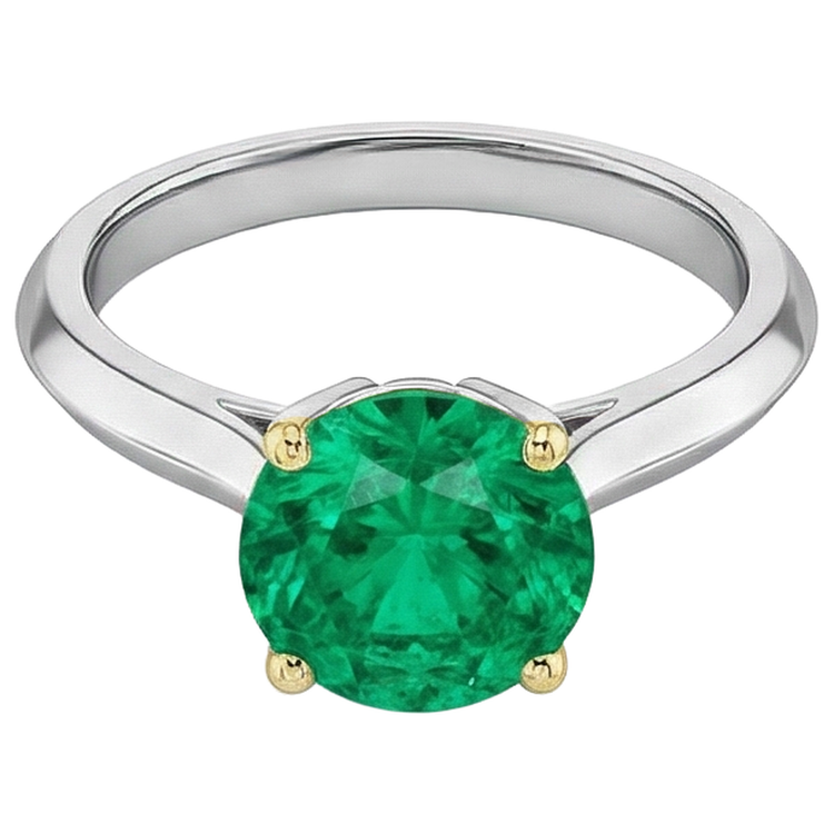 Rayonnant Émeraude Bague avec Gemme 3 carats – vue de côté