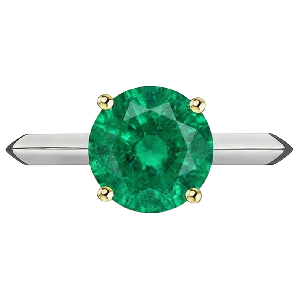 Émeraude Bague avec Gemme 3 carats Or Bicolore 14 Carats – vue d'angle