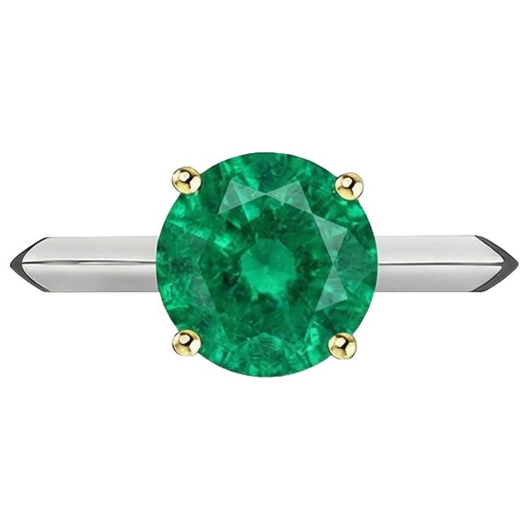 Émeraude Bague avec Gemme 3 carats Or Bicolore 14 Carats – vue d'angle