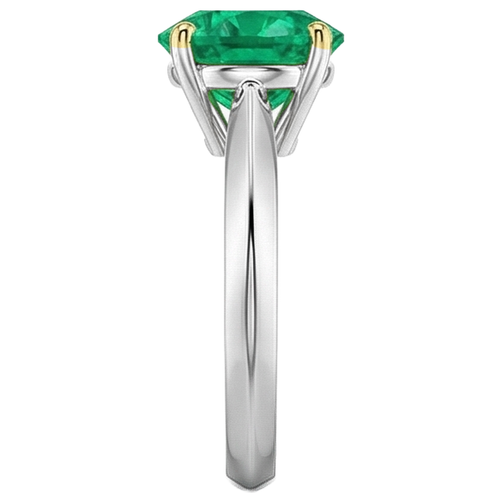 Bague avec Gemme Or Bicolore 14 Carats avec Émeraude – vue de profil
