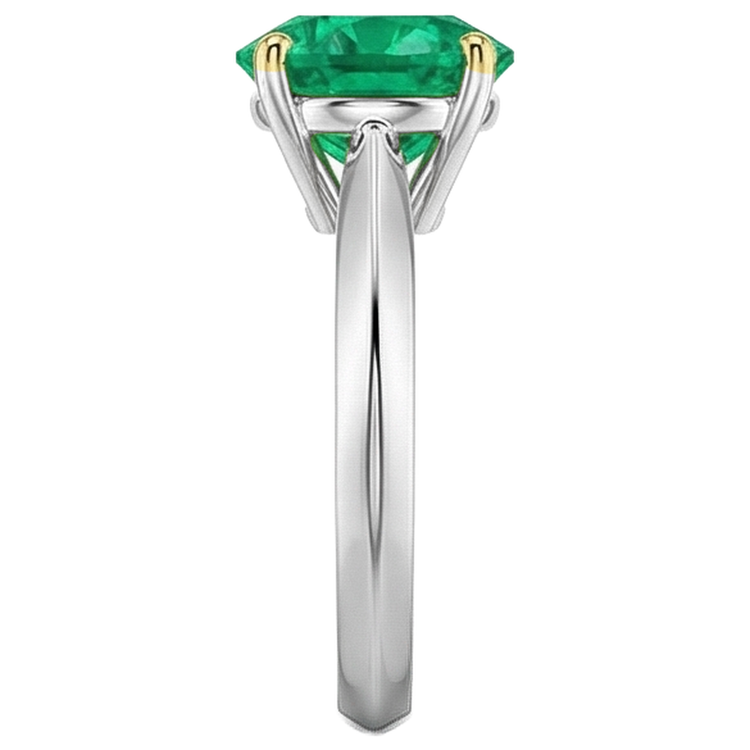 Bague avec Gemme Or Bicolore 14 Carats avec Émeraude – vue de profil