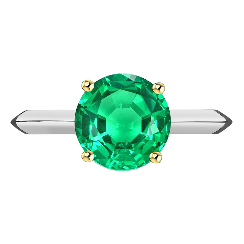 Rayonnant Émeraude Bague avec Gemme 3 carats – vue principale