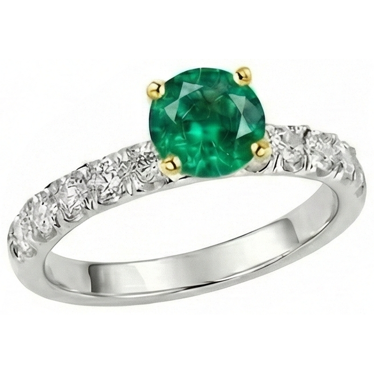 Émeraude Colombienne Bague Pierre Précieuse 2-carats Or 14K Bicolore – vue de côté