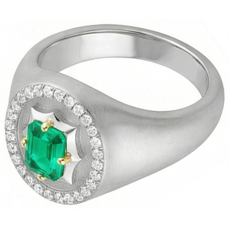Fait à la main Émeraude Bague Pierre Précieuse 1 carats – vue d'angle
