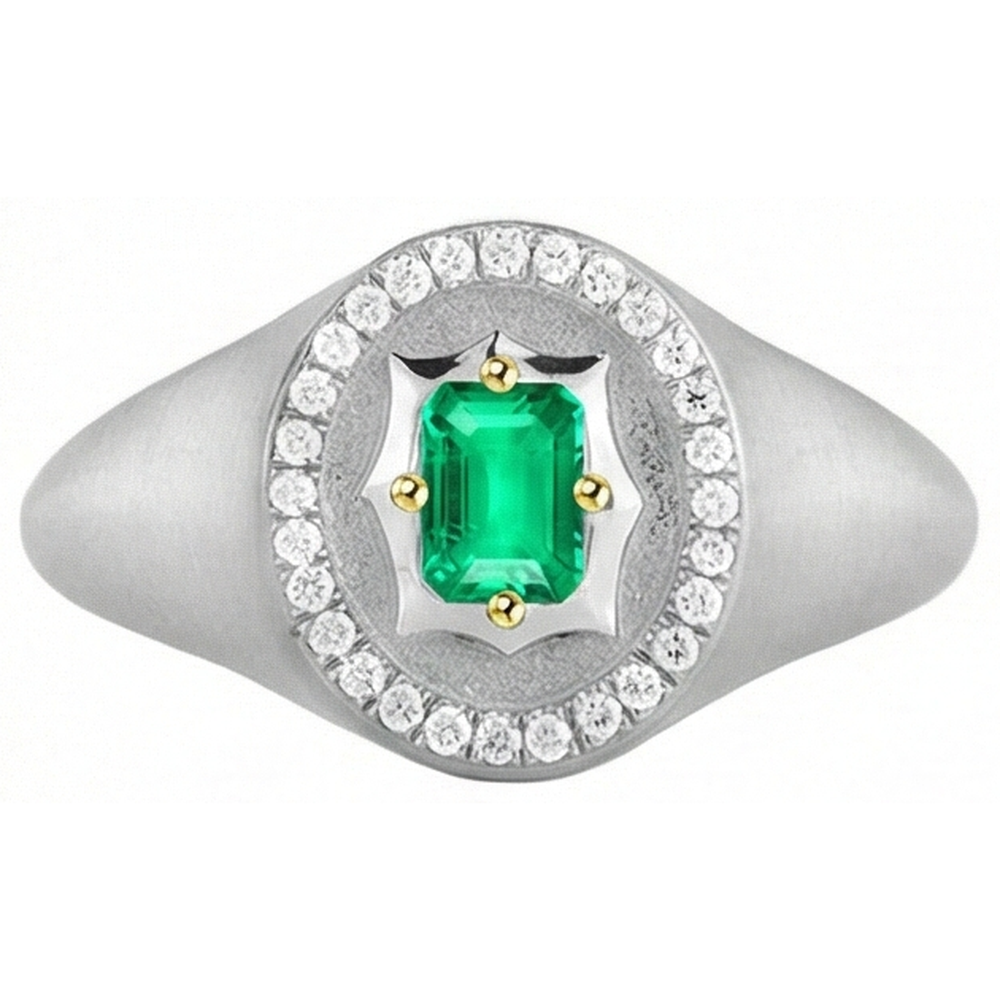 Émeraude Bague Pierre Précieuse – vue de profil