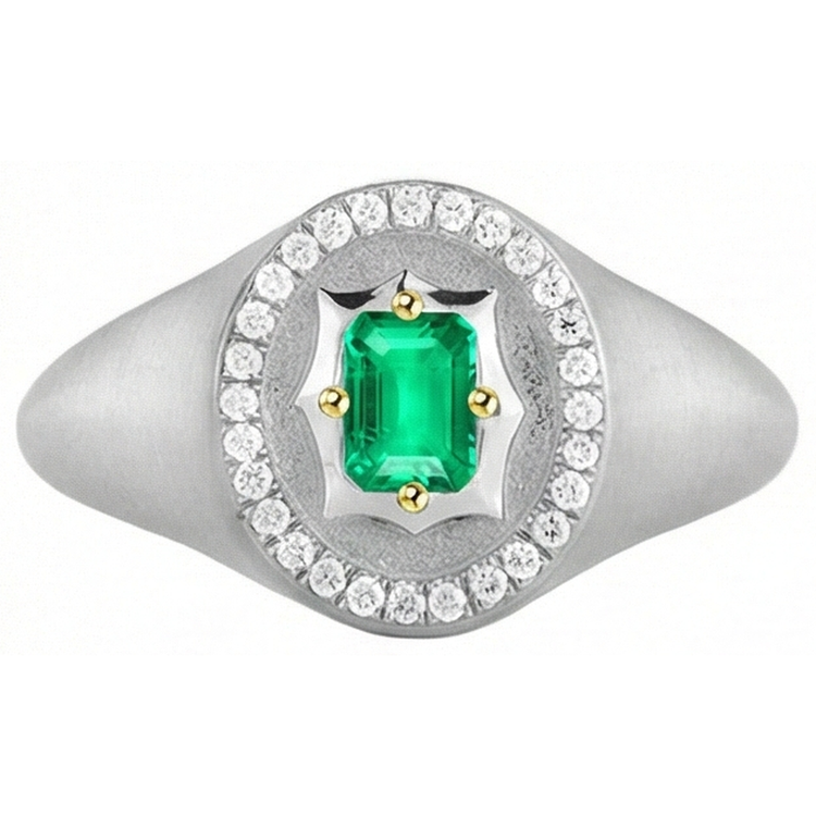 Émeraude Bague Pierre Précieuse – vue de profil