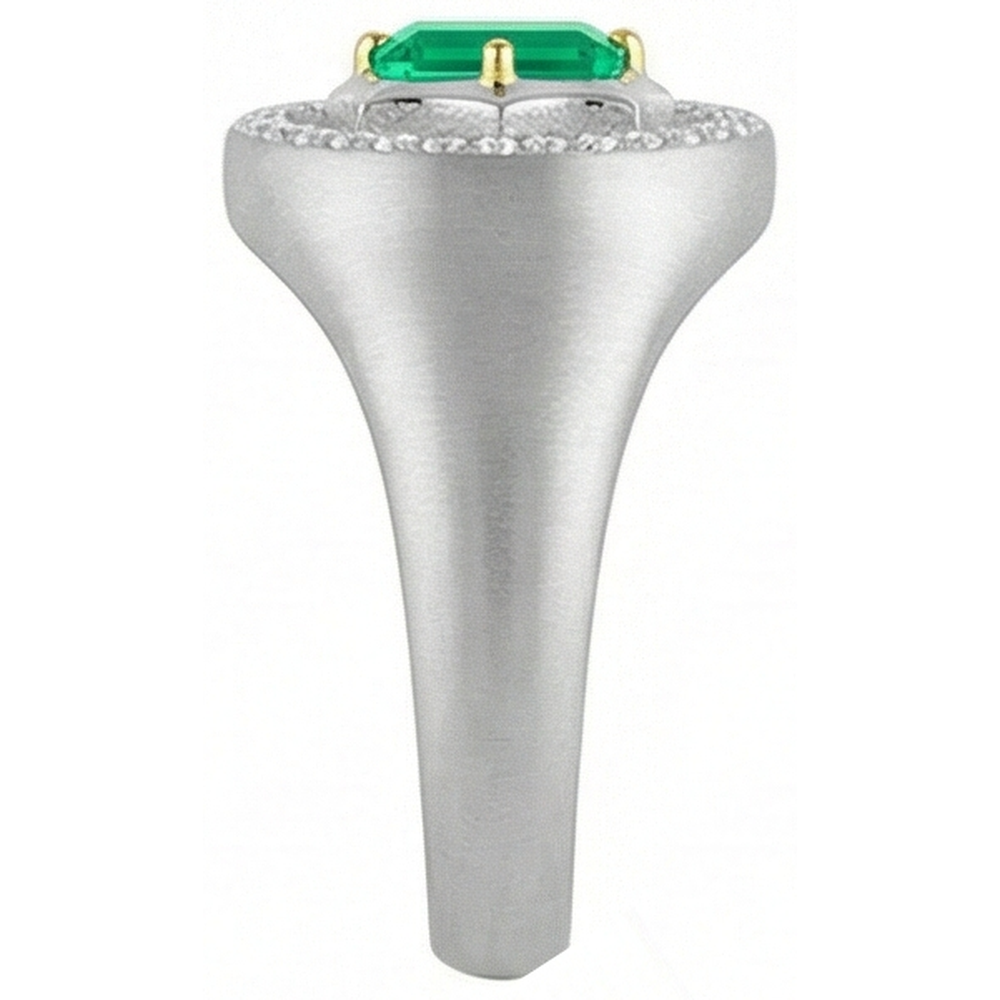 Taille Émeraude Émeraude bague en Or Deux Tons 14 Carats – vue de dessus